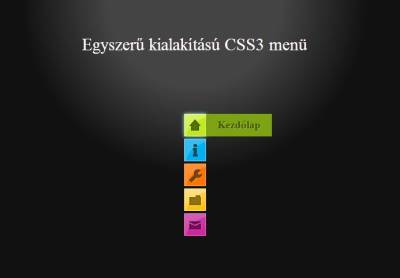 Menü megjelenése az első menüpont megnyitásával